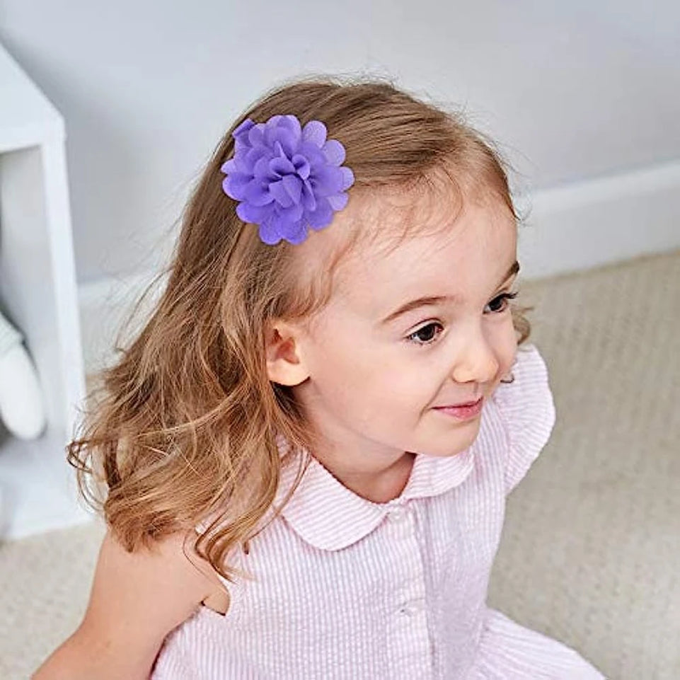 20pcs/lot 2" Chiffon Flower Newborn Infant Kids Hair Clips Children Girls Hairpins In Pairs Headwear Accessories Gift Sets