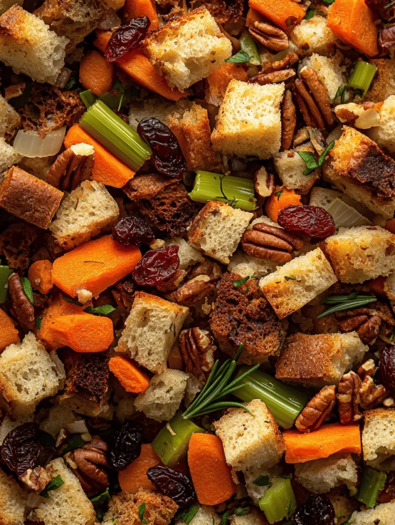 As autumn leaves crunch beneath your feet and the enticing aroma of Thanksgiving fills the air, nothing brings the warmth of the season to life like a dish of Harvest Harmony Stuffing. Imagine the perfectly toasted artisanal bread intermingling with fragrant herbs, sweet dried cranberries, and crunchy pecans. It's a comforting medley that captures the spirit of the harvest season and is essential for family gatherings. This stuffing is more than a side dish; it’s the centerpiece of cherished memories shared around the table.