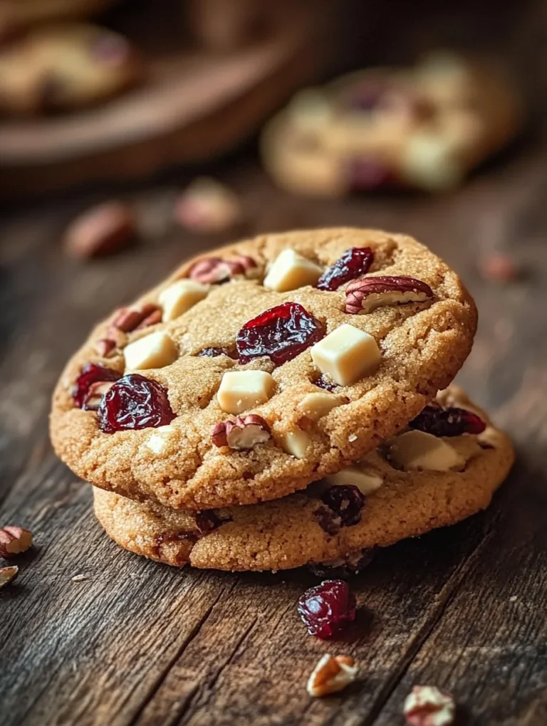 Looking for a cookie that embodies the spirit of the holidays? Look no further than these Festive White Chocolate Cranberry Delights! Soft, chewy, and bursting with flavors, these cookies are sure to win over family and friends alike. Infused with tart dried cranberries and sweet white chocolate chips, each bite is a delightful explosion of taste. As you gather around the fireplace with loved ones, these cookies make the perfect companion to warm conversations and holiday cheer.