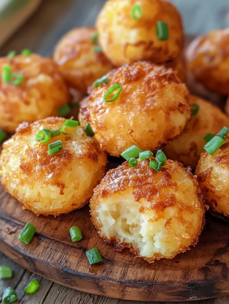 If you’re in search of a tasty and comforting snack, look no further than these Cheesy Mashed Potato Puffs! Perfectly crisp on the outside and delightfully creamy on the inside, these bites are irresistible. They're an exceptional way to use up leftover mashed potatoes, making them not just delicious but also economical. Whether you’re hosting a party, enjoying family dinner, or simply craving a cheesy appetizer, these puffs will be a hit with everyone.