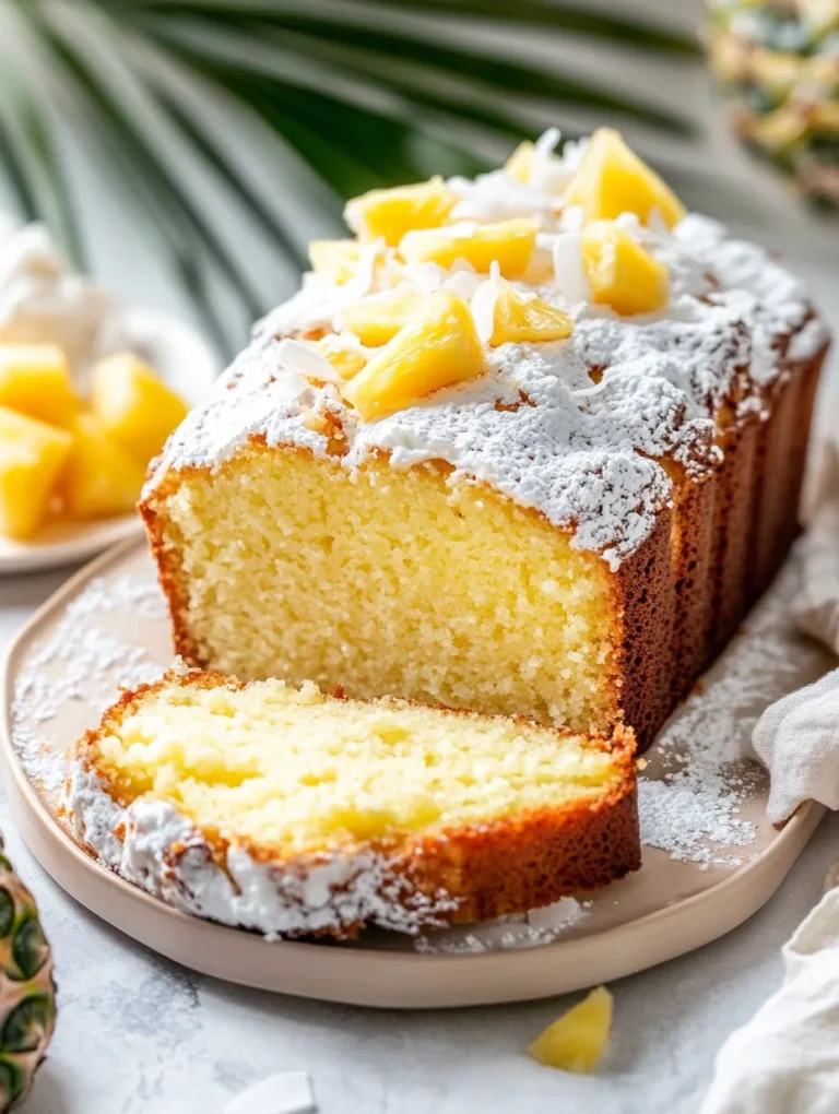 Indulge yourself in the tropical delight that is the Pina Colada Pound Cake! Bursting with flavors of ripe pineapple and creamy coconut, this cake encapsulates the essence of a beach vacation in every slice. Whether you're hosting a summer barbecue or just yearning for a taste of the tropics, this pound cake is sure to transport you to a sunny paradise. Picture yourself enjoying a moist, rich slice topped with a light dusting of powdered sugar, and you're sure to be hooked for life!