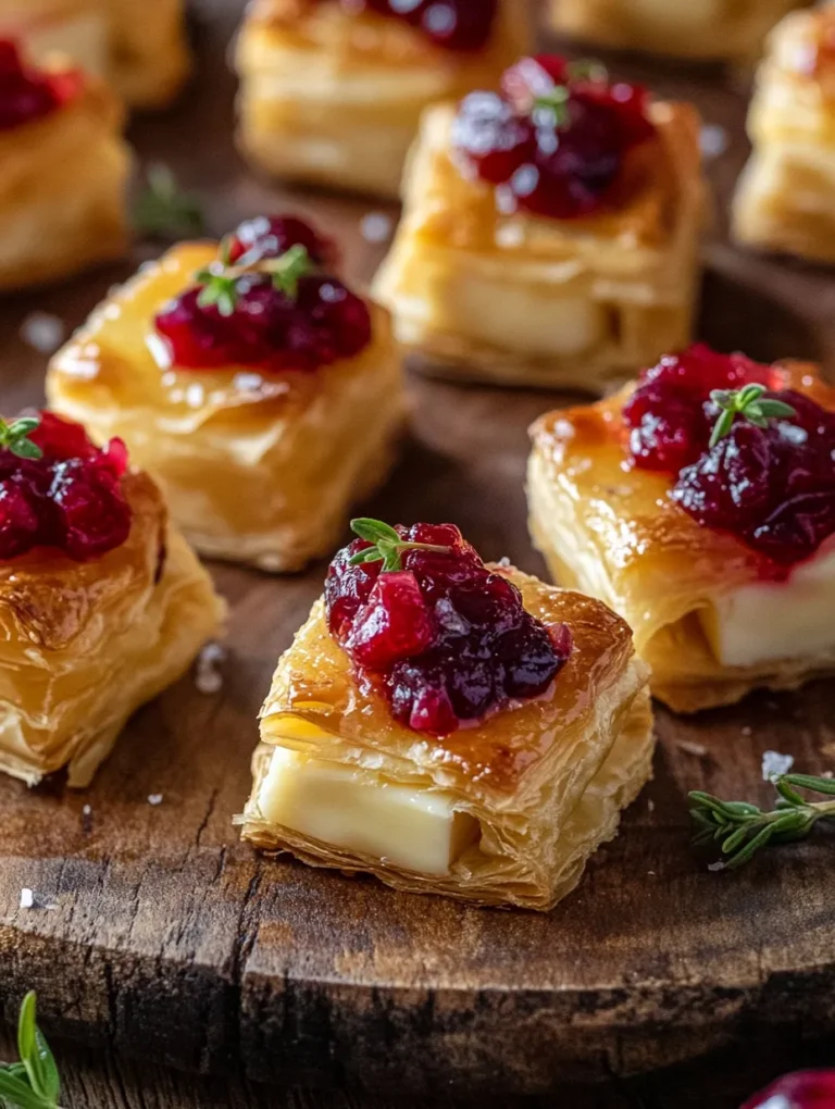 If you’re searching for that ultimate appetizer to wow your guests at gatherings, look no further! Cranberry Brie Bites are the perfect combination of sweet and savory, showcasing creamy Brie cheese paired with tangy cranberry sauce, all enveloped in a flaky puff pastry. These little bites of heaven not only capture the essence of festive flavors but are also simple to prepare—ideal for both novice cooks and seasoned chefs alike. Imagine serving these warm, golden, garnished pastries alongside a glass of wine as your guests marvel at your culinary prowess!