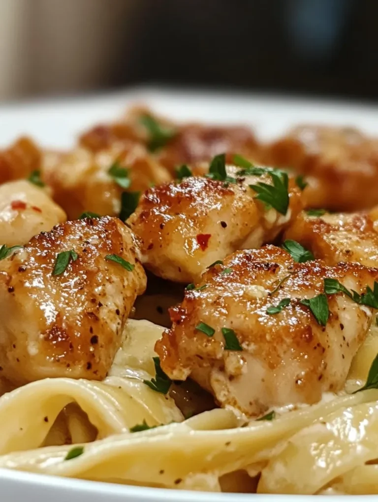 Imagine sinking your fork into a plate of Garlic Butter Chicken Bites with Creamy Parmesan Pasta—an inviting dish that promises a burst of flavors with every bite. Juicy chicken coated in heavenly garlic butter, paired with rich, creamy fettuccine, this recipe is a culinary celebration perfect for any occasion. Whether you're prepping a cozy dinner at home or entertaining guests, this dish is bound to impress everyone at the table.