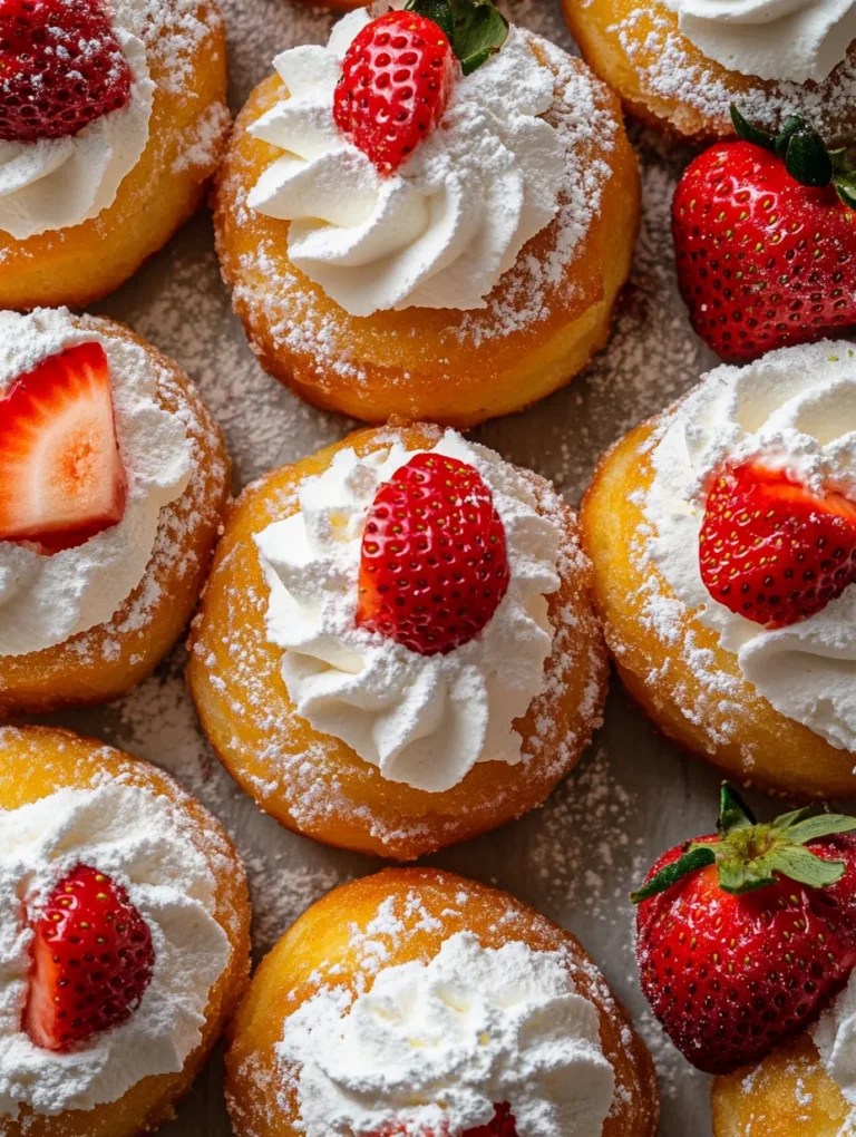 Imagine sinking your teeth into a soft, fluffy donut bursting with the sweet flavor of fresh strawberries, topped with creamy whipped cream and a light dusting of powdered sugar. These Strawberry Shortcake Donuts aren’t just another dessert; they’re a delightful twist on a classic that combines the best of both worlds—donuts and strawberry shortcake! Perfect for breakfast, brunch, or a sweet snack, this recipe is sure to impress everyone. Let’s bring that summer feeling to your kitchen with these delicious, homemade treats!