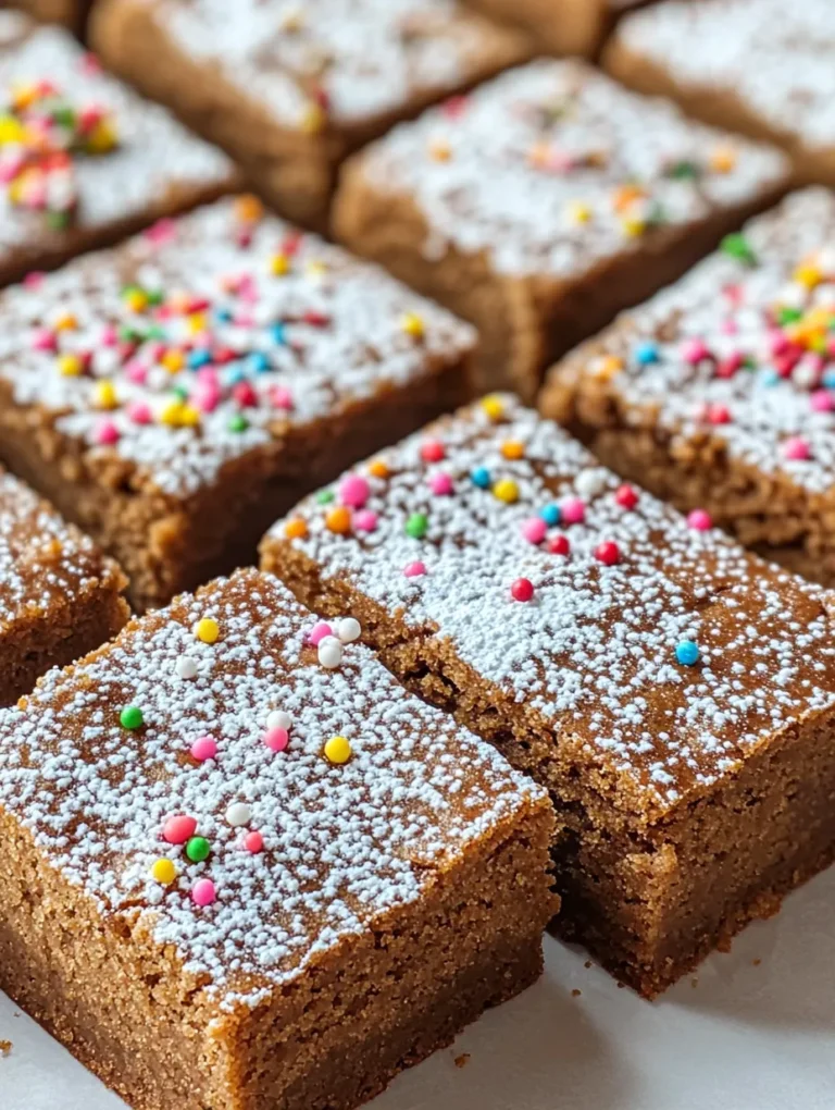 As the holiday season approaches, there's nothing quite like the mouthwatering aroma of baked gingerbread wafting through the home. These Spiced Gingerbread Cookie Bars capture the essence of holiday baking, combining warm spices like ginger and cinnamon in each chewy, delicious bite. Perfect for gatherings, potlucks, or simply indulging with a cup of tea, this recipe is special because it’s easy to prepare and always impresses. Imagine delighting your friends and family with these beautifully drizzled bars that evoke the spirit of Christmas – they’ll be back for seconds, guaranteed!