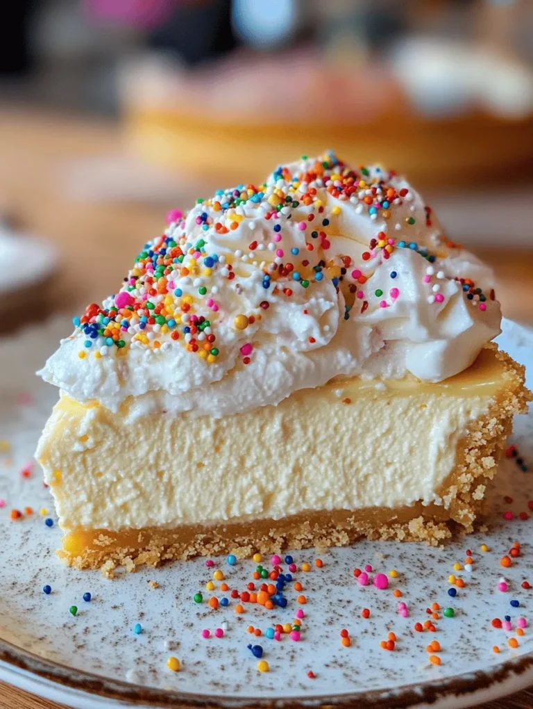 Indulge your senses with this Sugar Cookie Cheesecake that combines the best of two worlds – a sweet, buttery sugar cookie crust and a rich, creamy cheesecake filling. This delightful dessert is perfect for all occasions, whether you're celebrating a birthday, hosting a gathering, or simply satisfying your sweet tooth. Not only is it visually stunning topped with whipped cream and sprinkles, but it also melts in your mouth, leaving you craving more!