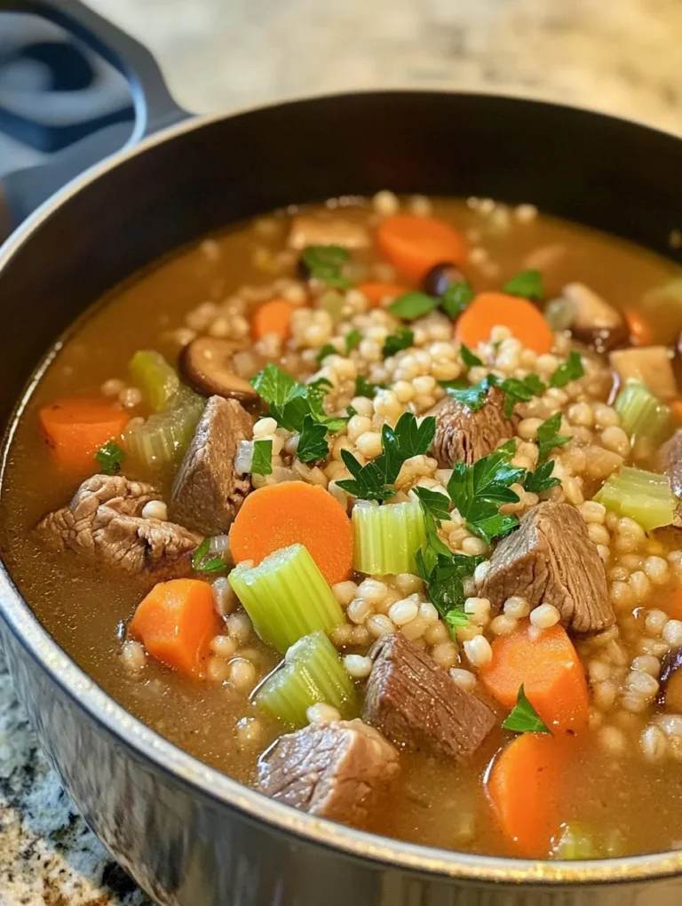 When the chill of winter bites and the days grow shorter, nothing warms the soul quite like a steaming bowl of Hearty Beef and Barley Soup. This delightful dish is brimming with tender beef, wholesome barley, and an assortment of colorful vegetables, making it a perfect choice for family gatherings or cozy nights at home. Picture yourself seated around the table, sharing stories as you dip into the rich, inviting soup—it's a dish that brings people together.