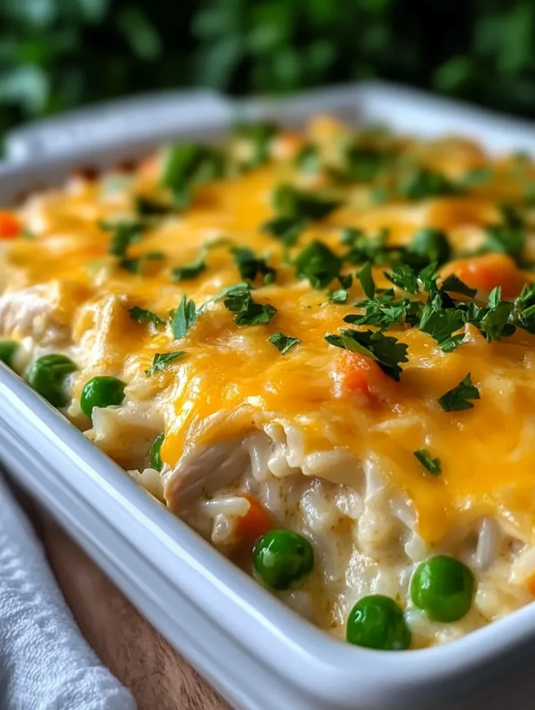 If you're in search of a comforting meal that brings back cherished memories of family dinners, this Creamy Chicken & Rice Casserole Delight is the perfect dish! With its creamy texture, tender chicken, and delightful blend of rice, veggies, and cheeses, this casserole is sure to warm your heart and satisfy your taste buds. It's easy to prepare and makes a great centerpiece for any family gathering or weeknight meal. Let's dive into this creamy goodness that everyone will love!