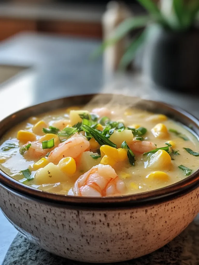 Imagine sitting by a cozy fire on a cool evening, savoring a steaming bowl of Sweet Corn and Shrimp Chowder. This rich, creamy chowder is a comforting dish that perfectly balances the natural sweetness of corn and the succulent flavors of fresh shrimp. Combining hearty ingredients with a touch of herbaceous notes, this chowder has become a family favorite that brings warmth and joy to any gathering. Get ready to impress your loved ones with this delightful recipe!