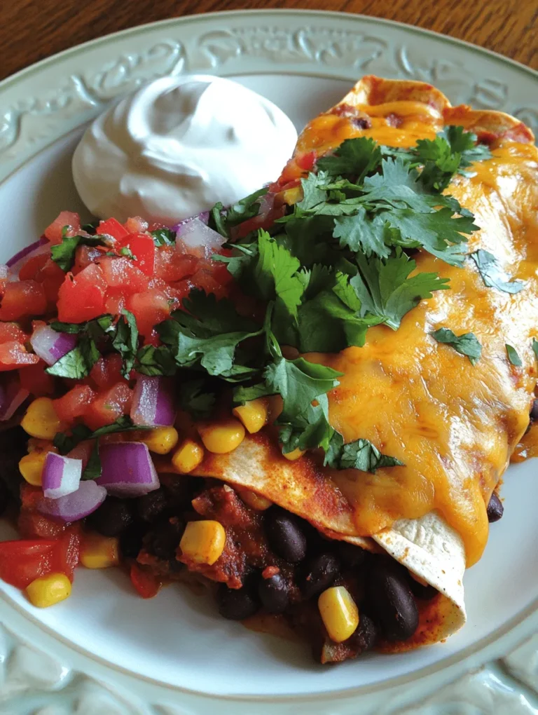 Are you ready to spice up your dinner routine? These Spicy Vegetarian Black Bean Enchiladas are not just a meal; they’re a celebration of flavors! Imagine soft corn tortillas generously filled with a savory mixture of black beans, fresh corn, and aromatic spices, all topped with melted cheese and zesty salsa. This dish is not only wholesome and hearty but also a favorite among vegetarians and meat-lovers alike. Gather your friends and family around the table, as these enchiladas are guaranteed to impress anyone who tries them.