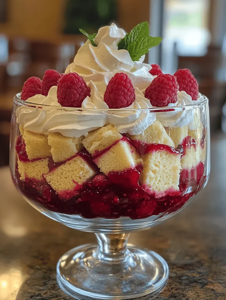 Imagine diving into a dessert that is a symphony of flavors, textures, and colors; this White Chocolate Raspberry Trifle is just that! With layers of luscious whipped cream, creamy mascarpone, and tangy raspberries interspersed with sweet pound cake, this trifle is nothing short of a celebration in a dish. Whether it’s for a special occasion, a summer gathering, or just to satisfy that sweet craving, this recipe is guaranteed to impress. Personally, I love serving this trifle during family gatherings; it always steals the show and is a surefire way to get everyone talking!