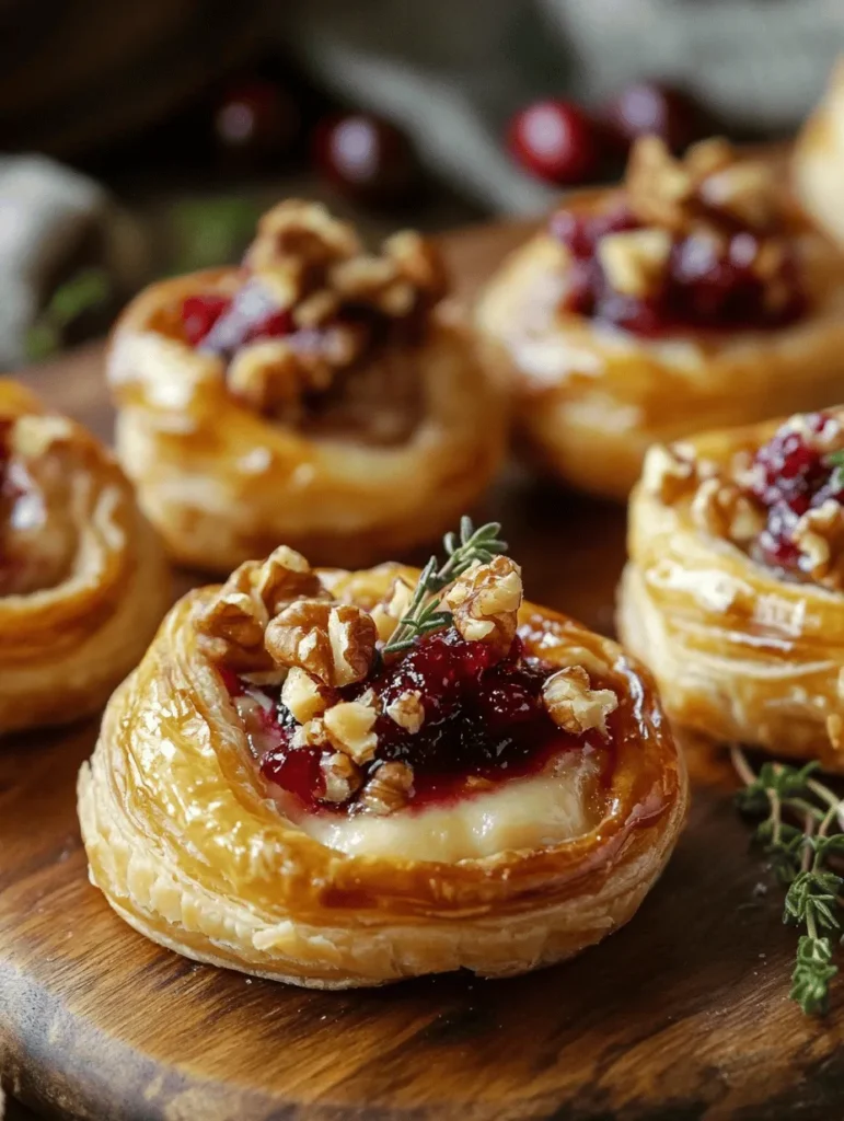 Imagine biting into a warm puff pastry that melts in your mouth, revealing a luscious wedge of Brie cheese paired with the sweet tang of cranberry sauce and the crunch of walnuts. These Cranberry Walnut Brie Puff Pastry Bites are not only a feast for the eyes but also a delightful treat for the palate, making them the perfect appetizer for any gathering. Whether it's a holiday party, a cozy get-together, or just a special treat for yourself, these bites bring a touch of elegance and warmth to your table.