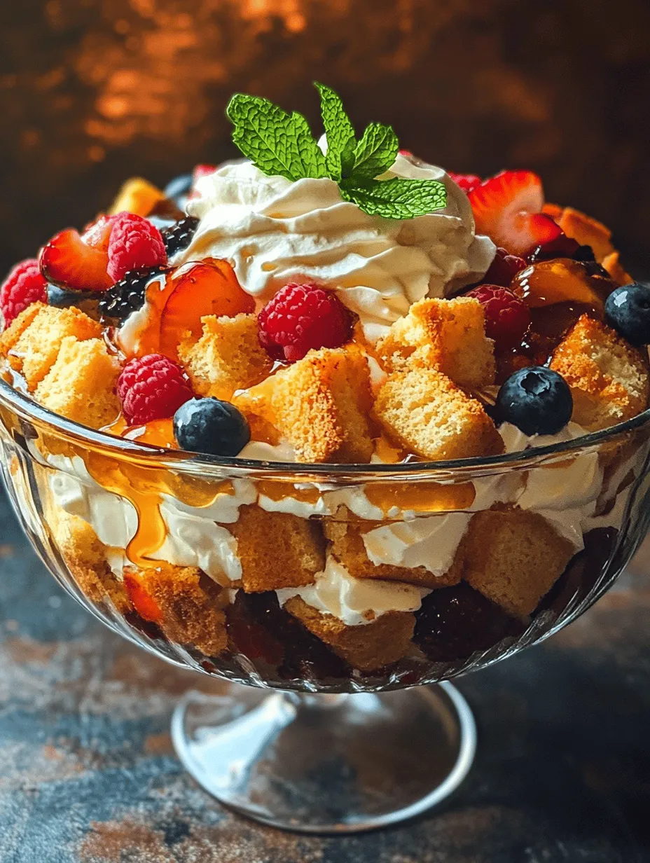 The star of the Delightful Berry Bliss Trifle is, without a doubt, the mixed berries. A combination of strawberries, blueberries, and raspberries not only adds a burst of color but also a medley of flavors.