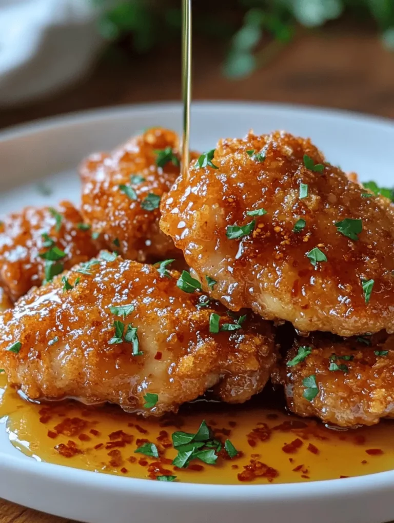 Are you ready to spice up your dinner routine? This Baked Crunchy Hot Honey Chicken is the answer to your culinary cravings! Imagine succulent chicken thighs, perfectly coated in a crunchy panko breadcrumb crust, drizzled with the perfect touch of sweet and spicy hot honey. This dish not only excites the palate but will also leave your kitchen smelling divine. Whether you're preparing a family meal or hosting friends, this recipe is sure to impress!