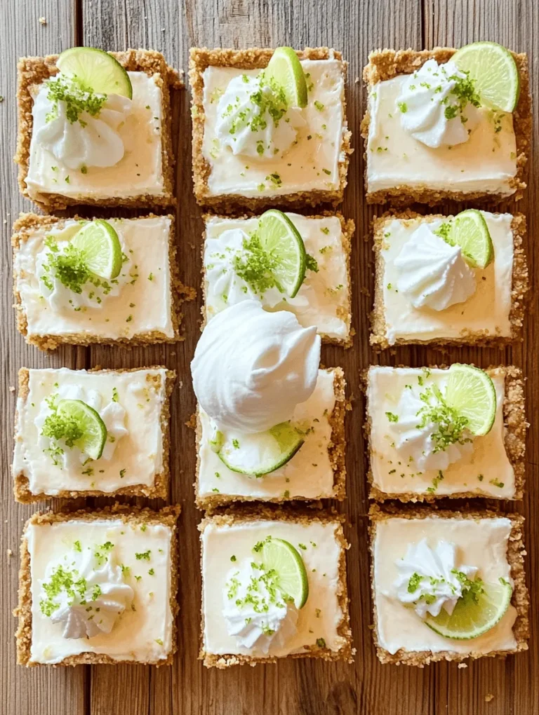 Dive into a slice of summer with these Classic Key Lime Pie Bars! Imagine the bright, tangy flavor of fresh key limes enveloped in a luscious filling atop a buttery, crumbly crust. This dessert is a sensational treat that brings a burst of citrus flavor to any occasion. Not only are they easy to make, but they also offer a delightful balance of sweetness and tartness, making them a favorite among dessert lovers. Whether you’re hosting a gathering or simply craving something sweet, these bars are sure to impress!