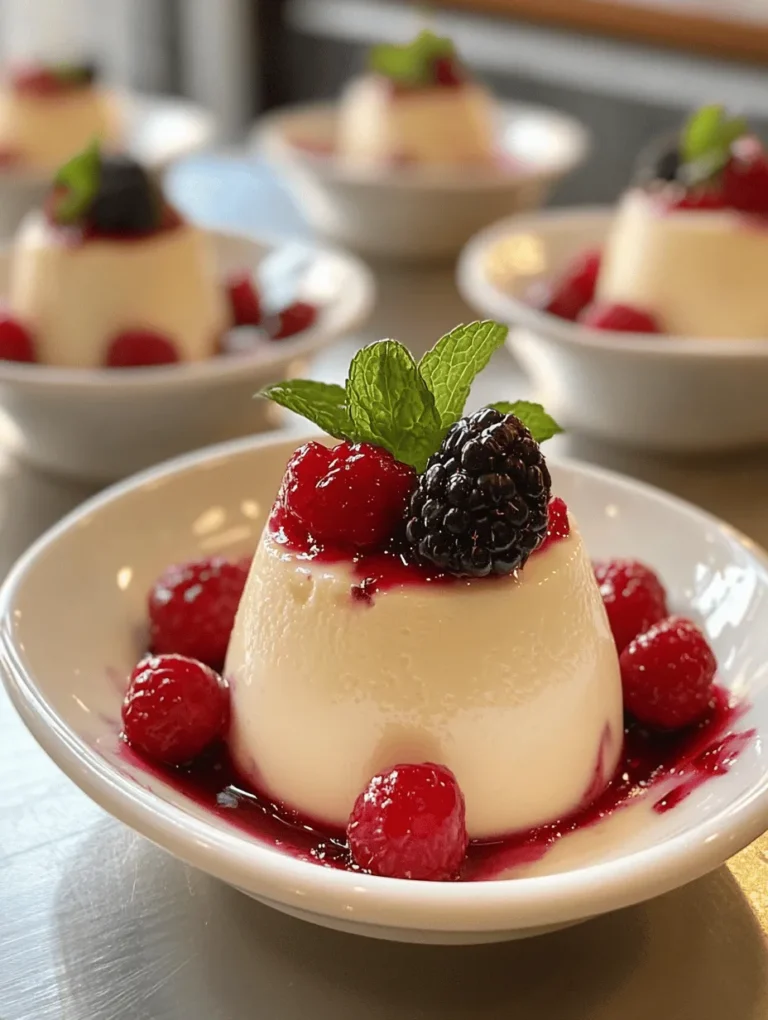 Indulge in the smooth and creamy texture of our Classic Vanilla Bean Panna Cotta, a divine Italian dessert that melts in your mouth. With its luxurious blend of heavy cream and whole milk, accented by the aromatic richness of vanilla beans, this panna cotta becomes a truly exquisite treat. It's perfect for dinner parties, romantic dates, or simply to satisfy your sweet tooth! This elegant dessert not only looks beautiful on any table but also brings the authentic taste of Italy right to your home.