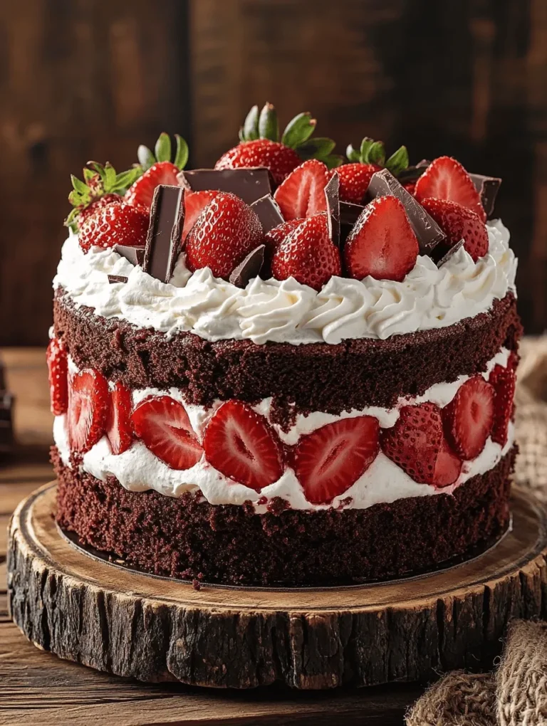 Imagine sinking your fork into a slice of moist chocolate cake layered with creamy whipped topping and fresh, vibrant strawberries. This Decadent Strawberry Chocolate Dream Cake is an irresistible combination of rich chocolate and juicy strawberries that will leave your taste buds dancing with delight. Perfect for birthdays, celebrations, or a sweet afternoon treat, this cake is sure to become a family favorite. Not only is it visually stunning, but the harmonious balance of flavors makes every bite heavenly!