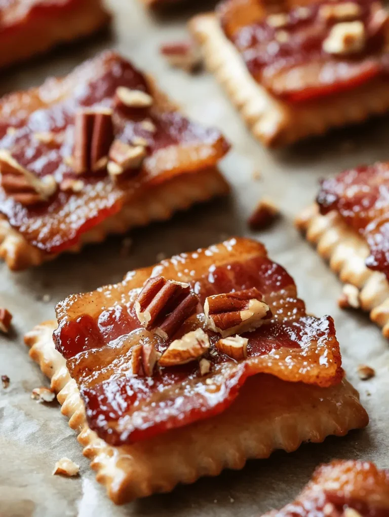 Get ready to elevate your appetizer game with these Sweet and Spicy Glazed Bacon Crackers! Perfectly crispy with a balance of sweet and spicy flavors, these bite-sized treats are bound to become a hit at any gathering. Imagine crunchy crackers enrobed in savory, caramelized bacon, sprinkled with a hint of heat from cayenne pepper. They're not just snacks; they're a delightful experience that will leave everyone asking for the recipe. Perfect for parties, game days, or simply indulgent snacking, you'll want to keep this recipe close at hand!