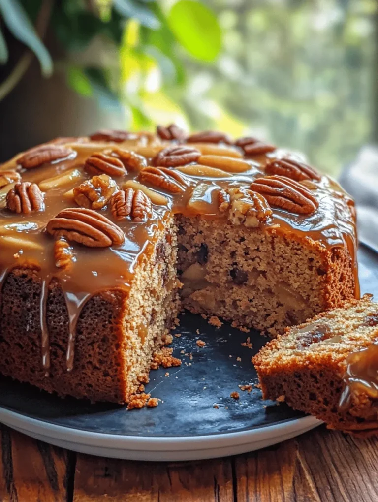 Imagine walking into a warm kitchen filled with the delightful aroma of baked apples, cinnamon, and sweet pecans. The Apple Pecan Cake with Caramel Glaze is not just any dessert—it's a celebration of autumn flavors in every bite. This cake brings together the sweetness of apples, the crunch of pecans, and the richness of a luscious caramel glaze, making it a favorite among friends and family gatherings. Whether it’s a festive occasion or a cozy night in, this cake is bound to impress!