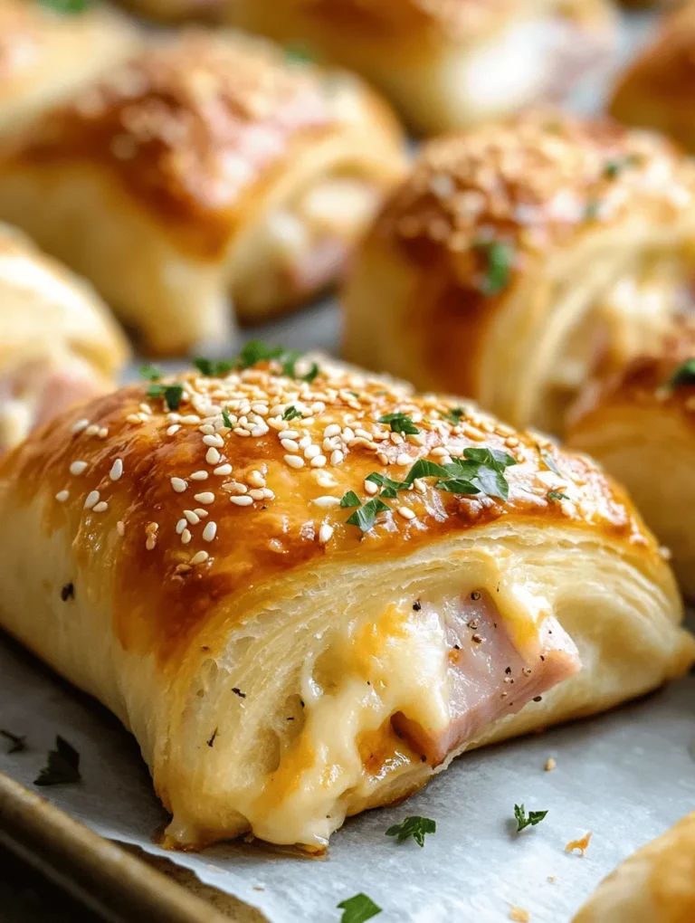 If you're on the lookout for a crowd-pleasing appetizer or snack, look no further than Cheesy Ham Delight Rolls. These delectable rolls combine the savory flavors of ham and Swiss cheese, wrapped in flaky, golden crescent roll dough. Not only are they delightful to eat, but their versatility makes them suitable for a variety of occasions—from lively parties and game days to cozy family gatherings.