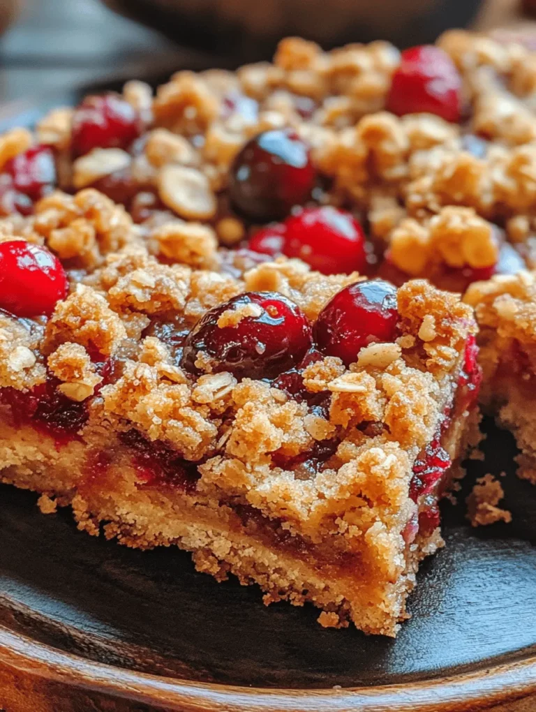 Cranberry Crumble Bars are a delightful treat that perfectly marry the tartness of fresh cranberries with the sweetness of a rich, buttery blondie base. These bars are not just a dessert; they embody a celebration of flavors and textures that make them an ideal choice for any gathering or as a comforting snack at home. Their vibrant color and mouthwatering taste make them visually appealing and a crowd-pleaser, especially during the fall and winter months when cranberries are in season.