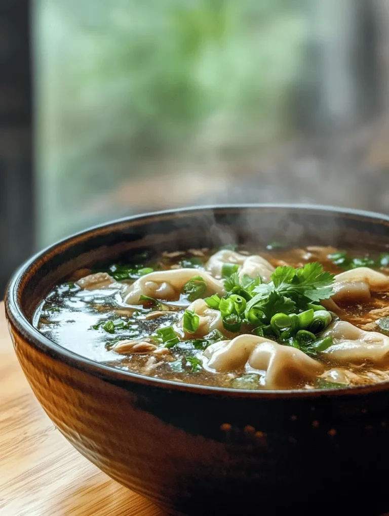 Nothing says comfort food quite like a warm bowl of soup, and this Cozy Comfort Wonton Soup is the ultimate cozy dish! As the steam rises from the bowl, capturing the irresistible aroma of tender wontons filled with flavorful meat and seafood, you’ll know you’re in for a treat. This dish is often a staple in many households, resonating with warmth and family traditions. Whether you're under the weather or simply craving something delightful, this wonton soup is a fantastic choice that promises to bring a smile with every slurp!