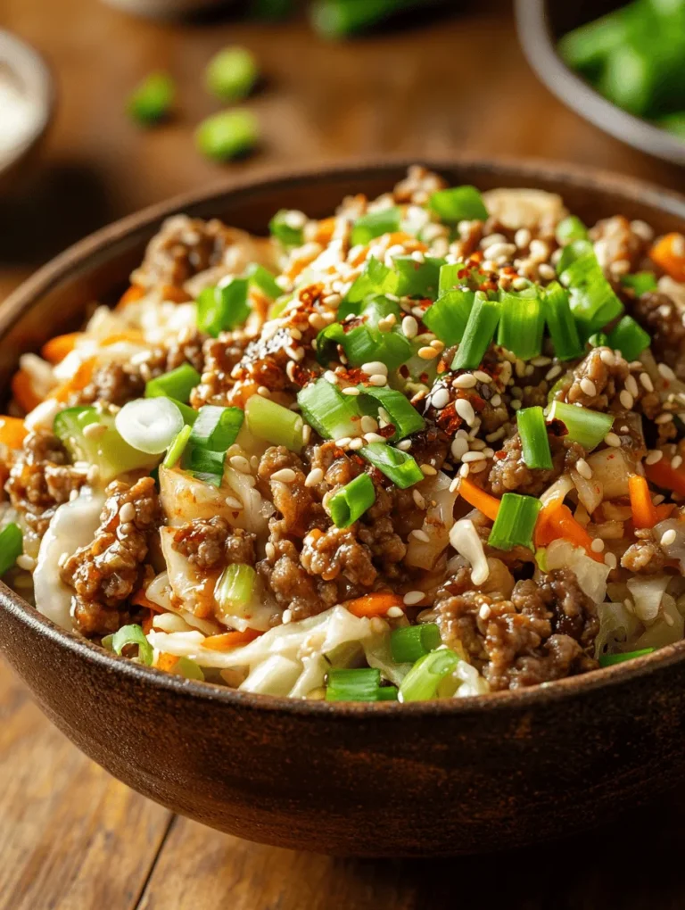 Imagine all the delicious flavors of traditional egg rolls presented in a simple, wholesome bowl. This Quick and Tasty Egg Roll in a Bowl is a delightful one-pan recipe that combines ground pork, fresh veggies, and bold Asian flavors—perfect for busy weeknights or meal prep. This dish is unique not just for its flavor but for its convenience, allowing you to enjoy your favorite takeout flavors without the hassle of rolling and frying.