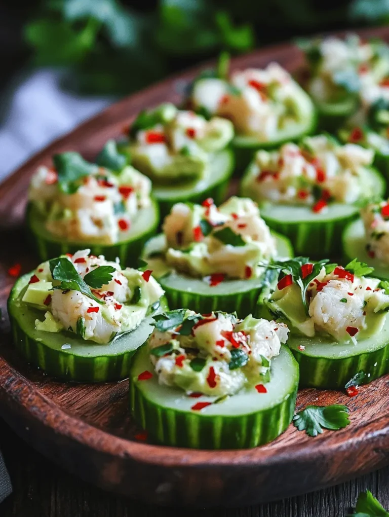 As the clock strikes midnight and the New Year begins, there's no better way to celebrate than with a vibrant platter of New Year’s Cucumber Cups with Crab and Avocado! These delightful, bite-sized treats are perfect for parties, bringing a refreshing crunch and a burst of flavor that will leave your guests craving more. Imagine crisp cucumber cups filled with creamy avocado and tender crab, every bite a perfect harmony of textures and tastes. Whether you’re hosting a party or simply want to elevate a casual gathering, these cucumber cups are sure to impress!