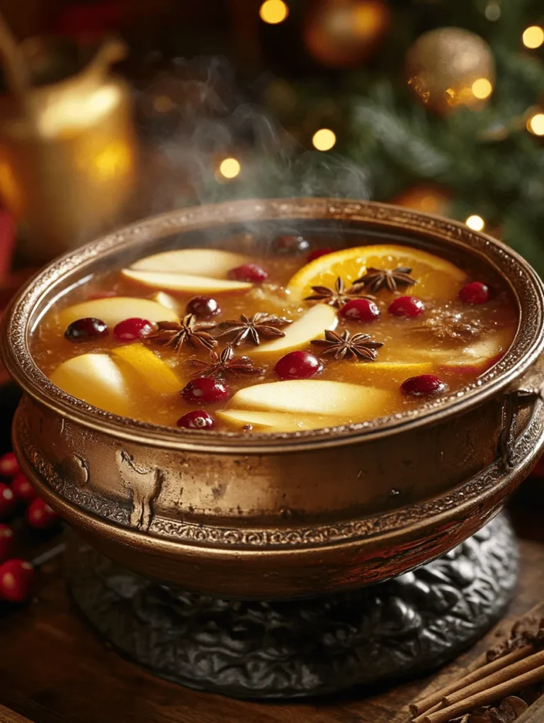 To prepare this delicious Warm Mulled Apple Cider Punch, you'll need: - 8 cups apple cider - 1 cup orange juice (freshly squeezed if possible) - 3 cinnamon sticks - 5-6 whole cloves - 4 star anise pods - 1 tsp allspice berries - 1/2 cup brown sugar (adjust to taste) - 1 orange, sliced - 1 apple, sliced - 1 cup rum or bourbon (optional) - Fresh cranberries for garnish (optional) - Cinnamon sticks for garnish (optional)