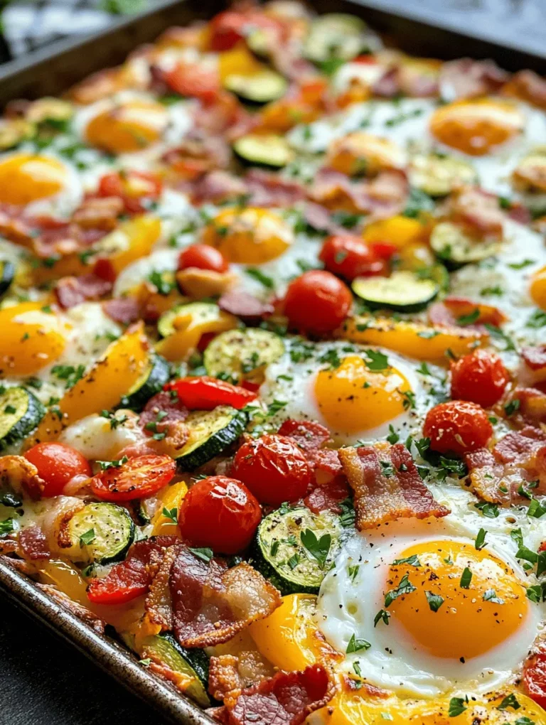 Imagine waking up to the aroma of crispy bacon, fresh vegetables, and savory cheese wafting through your kitchen. The Hearty Sheet Pan Breakfast Bake captures this essence, making it an appealing option for families and individuals alike. Its comforting nature comes from the mix of familiar ingredients that evoke feelings of warmth and satisfaction.