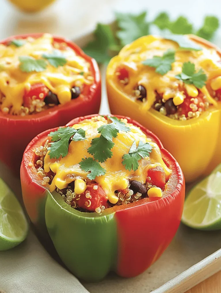 Imagine a vibrant platter of Colorful Vegetarian Stuffed Bell Peppers, filled to the brim with a delightful mix of quinoa, black beans, and corn nestled within bright red, yellow, and green bell peppers. This recipe is not only visually stunning but also bursting with flavor and nutrition. Perfect for a weekday meal or a gathering with friends, these stuffed peppers are a reflection of the diverse and rich possibilities of vegetarian cooking. With every bite, you'll experience a harmonious blend of textures and tastes, making it a truly special dish worth sharing.