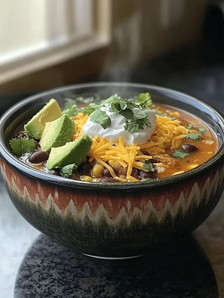 Bring the warmth of the Southwest right to your kitchen with this Spicy Chicken Enchilada Soup! Bursting with bold flavors and a welcomed spicy kick, this dish is a delightful twist on traditional enchiladas. Imagine tender shredded chicken swimming in a hearty, zesty broth, complemented by black beans, sweet corn, and just the right amount of cheese. Perfect for cozy nights with family or hearty gatherings with friends, this soup promises to be a crowd-pleaser.