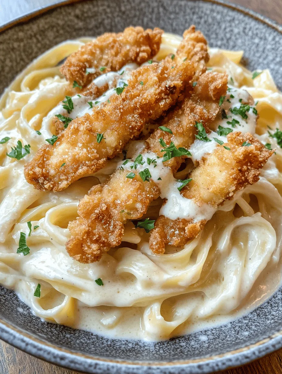 If you're craving a comforting meal that combines crispy chicken and creamy pasta, you're in for a treat with this Crispy Chicken Fettuccine Alfredo! Picture tender fettuccine tossed in a rich, buttery Alfredo sauce, topped with golden-brown, crispy chicken breast. This dish is a family favorite that will impress anyone at your dinner table while being relatively easy to prepare. Whether you're cooking for a weekend family meal or entertaining guests, this delightful recipe brings warmth and satisfaction with every bite.