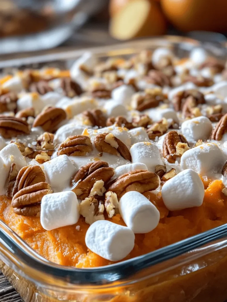 Imagine a warm, creamy casserole that fills your home with the inviting aroma of sweet spices and caramelized marshmallows. The Sweet Potato Delight Casserole is the ultimate comfort food for any occasion! This dish is a delightful fusion of sweet and savory flavors, featuring smooth mashed sweet potatoes topped with fluffy marshmallows and hints of cinnamon. It's a perfect centerpiece for holiday gatherings, family dinners, or a cozy weeknight meal. Even those who typically shy away from vegetables will be asking for seconds!