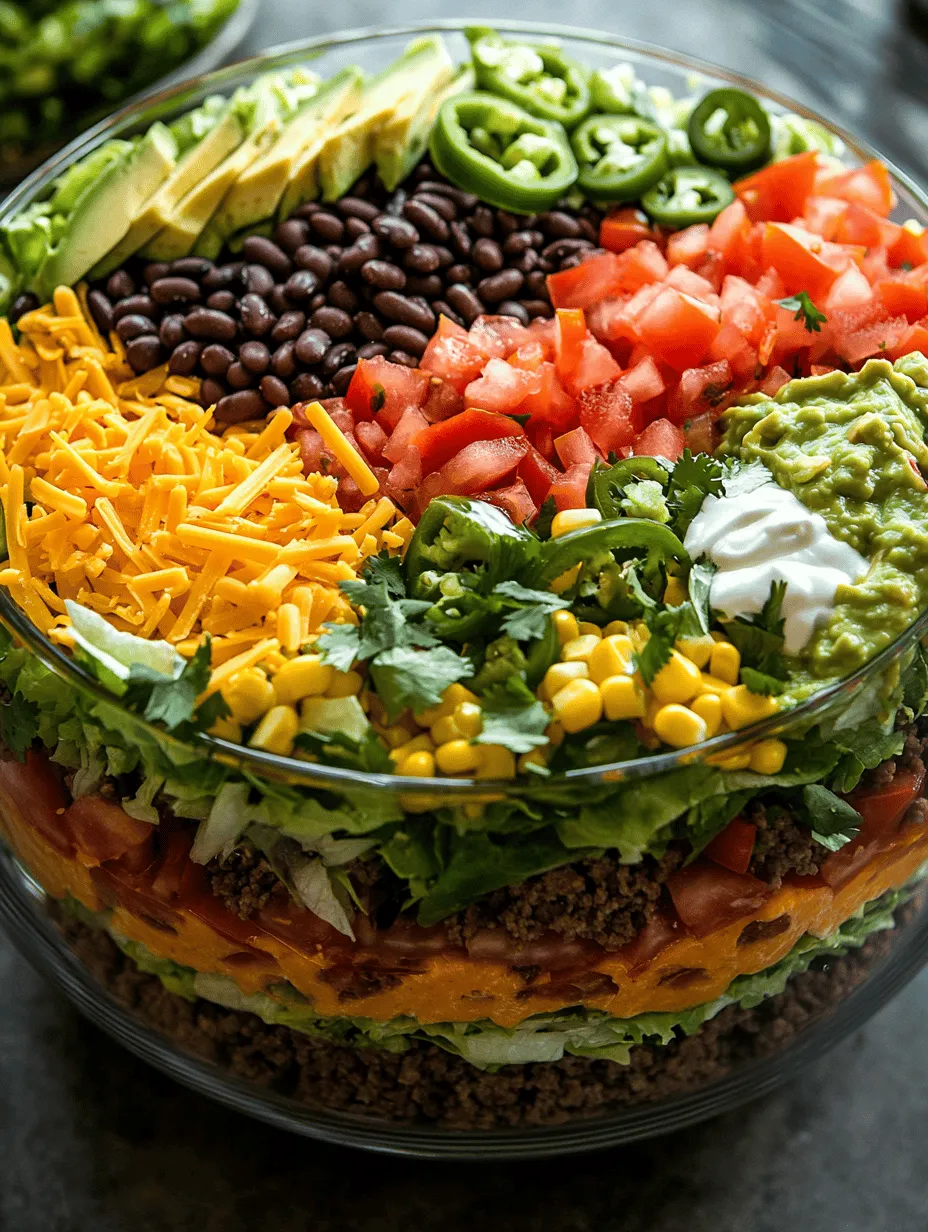 Imagine a vibrant, colorful dish that boasts layers of rich flavors and textures, all perfectly stacked to create a stunning centerpiece at your next gathering. The Seven-Layer Taco Salad is not only a feast for the eyes but also a delight for the palate. It's the perfect way to serve up a taco night with minimal fuss and maximum enjoyment. Whether it’s a casual family dinner or a festive party, this dish is guaranteed to impress. Let’s dive into the layers of deliciousness that make this taco salad a favorite among friends and family!