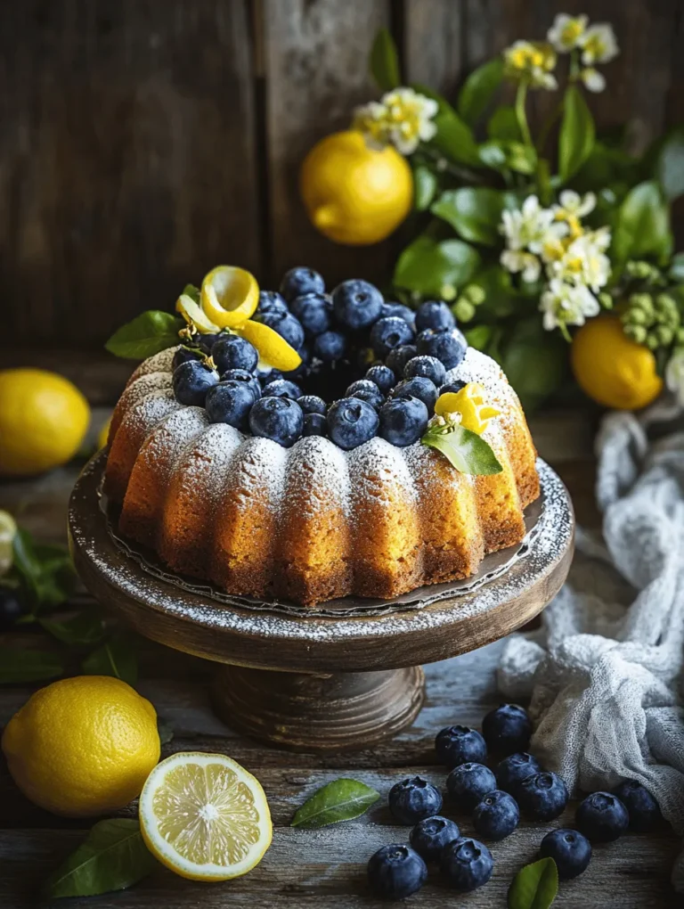 If you're craving a delightful dessert that brings together the bright flavors of lemon and the juicy sweetness of blueberries, look no further than this Blueberry Lemon Bliss Pound Cake! This moist and flavorful cake is perfect for any occasion, from afternoon tea to summer picnics. The combination of fresh blueberries and zesty lemon creates an explosion of flavor that will have your taste buds dancing. Whether you serve it warm, with a dusting of powdered sugar, or alongside a cup of tea, this cake is sure to impress friends and family alike!