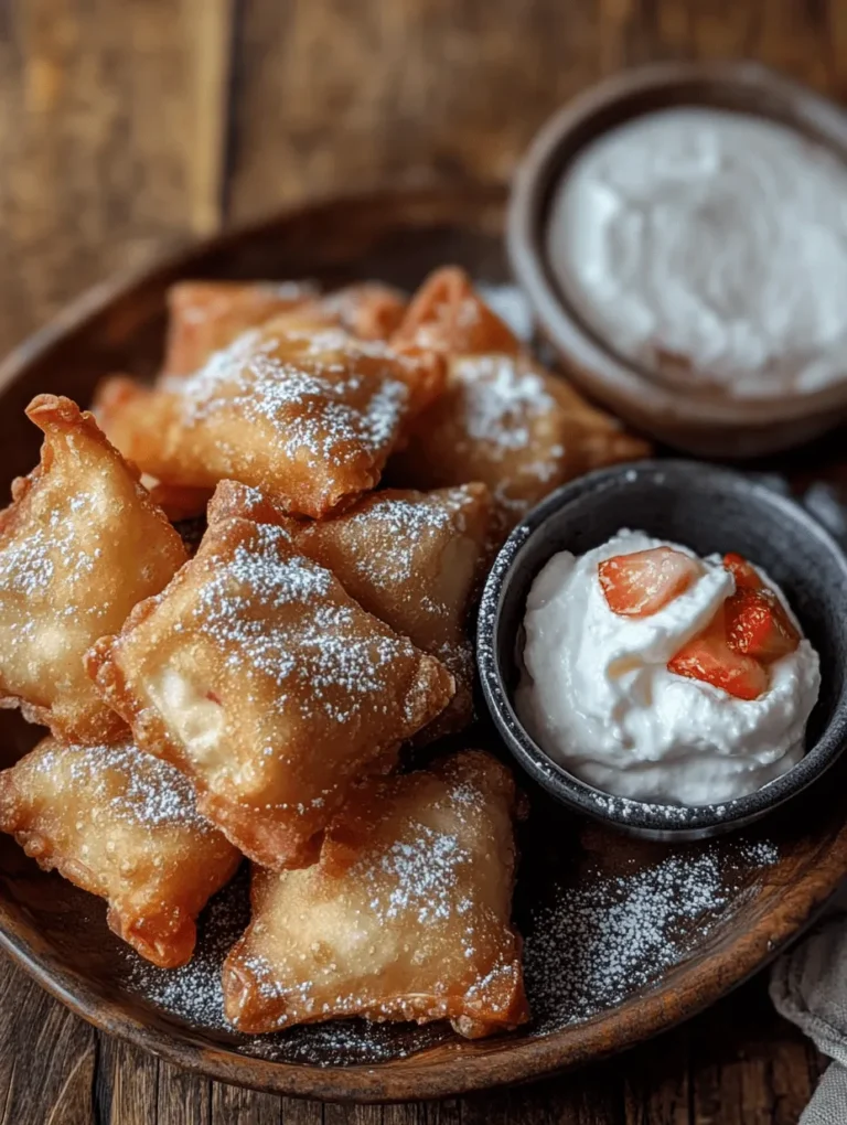 Imagine biting into a crispy, golden shell that gives way to a creamy, luscious strawberry cheesecake filling. These Deep-Fried Strawberry Cheesecake Wonton Bites are not just a dessert; they are a celebration of flavors! The combination of fresh strawberries and smooth cream cheese, all wrapped in a light wonton wrapper and fried to perfection, makes this dish truly special. Whenever I prepare these for gatherings, they become an instant hit, and my guests always ask for seconds (or thirds!).