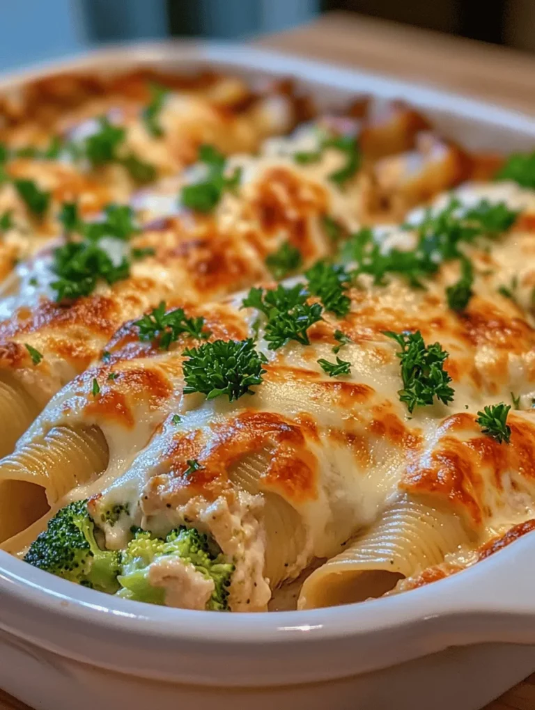 If you’re searching for a dish that perfectly marries comfort food with a touch of nutrition, look no further than Chicken & Broccoli Alfredo Stuffed Shells. This delightful recipe brings together large pasta shells filled with a creamy, savory mixture of chicken, broccoli, and cheese, all enveloped in a rich Alfredo sauce. This dish is not only satisfying to the palate but also provides a well-balanced meal that makes it a favorite for families and gatherings alike.