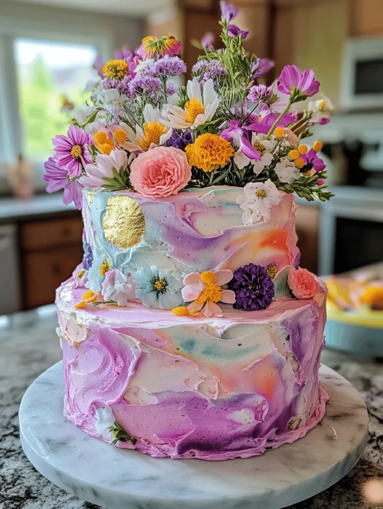 Imagine a cake that's not only delicious but also a feast for the eyes—a Whimsical Watercolor Birthday Cake! With its vibrant swirls of buttercream and adorned with edible gold leaf and fresh flowers, this cake is perfect for those special celebrations. Whether you’re planning a birthday party or simply want to create a stunning dessert, this recipe will leave everyone in awe. This cake is truly spectacular and impressively easy to make!