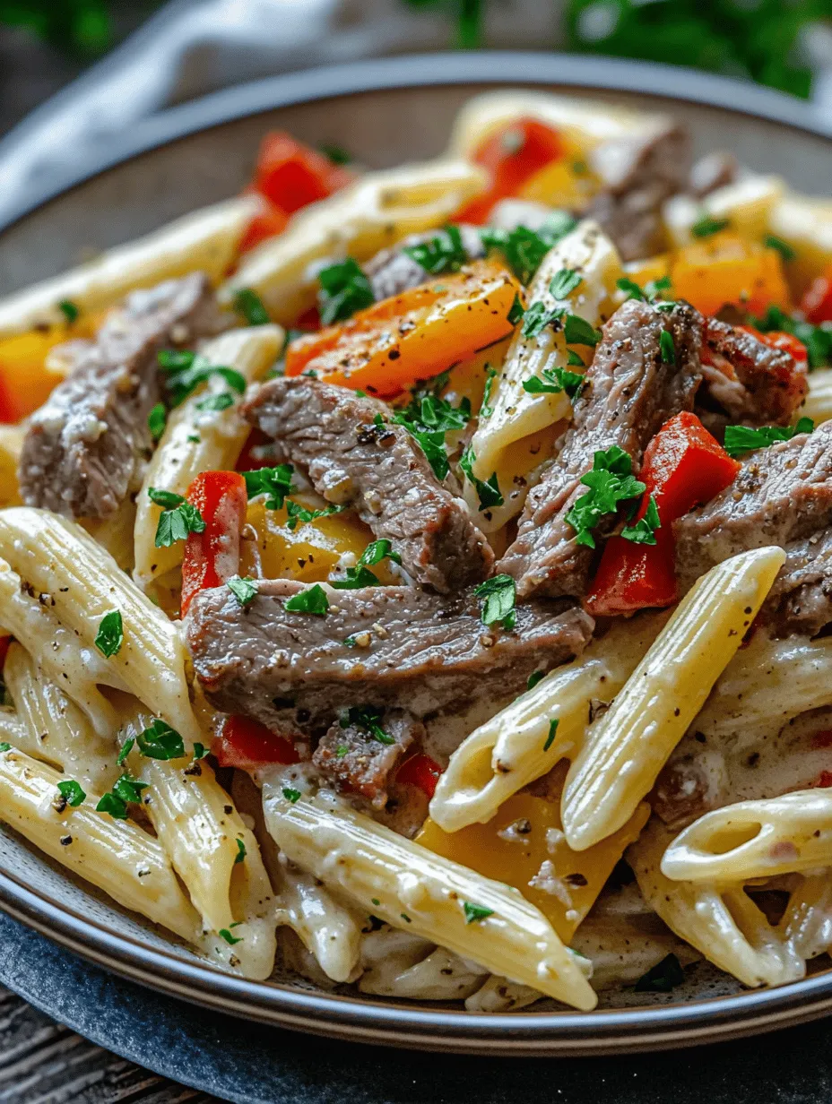 Imagine indulging in a bowl of creamy, cheesy goodness that wraps around tender strips of steak and colorful veggies. That's exactly what you'll experience with this Cheesy Philly Steak Pasta Delight. It’s a delightful fusion of classic Philly cheesesteak flavors and hearty pasta, making it the perfect comfort food for any occasion. Whether it's a family gathering or a simple weeknight dinner, this dish is sure to impress! The rich combination of provolone cheese, sautéed peppers, and flavorful steak turns a standard pasta dish into a memorable feast.