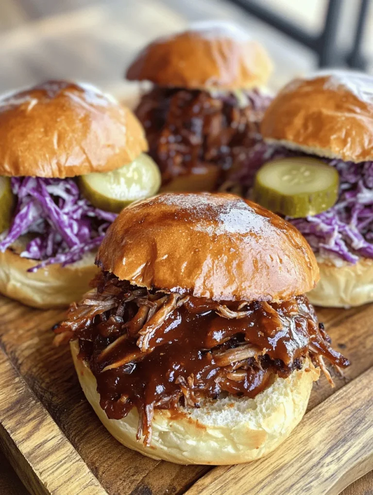 Imagine sinking your teeth into a tender, flavorful BBQ Pulled Pork Slider, where the smoky sweetness melds perfectly with tangy coleslaw and crunchy pickles! This dish is perfect for gatherings, tailgating, or a cozy family dinner. What sets these sliders apart is the mouthwatering blend of spices that marinate the pork, complemented by a zesty BBQ sauce that seeps into every bite. Whether you're hosting a party or just enjoying a casual night in, these sliders will become a favorite in no time!