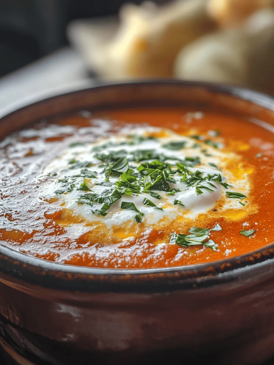 Indulge in the comforting warmth of Creamy Roasted Garlic Tomato Soup, the perfect dish to warm your soul during chilly evenings. This rich, velvety soup combines the robust flavors of roasted garlic with the sweetness of fresh tomatoes, creating a symphony of taste that dances on your palate. Imagine cozying up with a bowl of this luscious soup, a piece of crusty bread by your side—it's a true hug in a bowl! This recipe not only brightens up a dreary day but brings together simple ingredients to create a gourmet experience that will leave you wanting more.