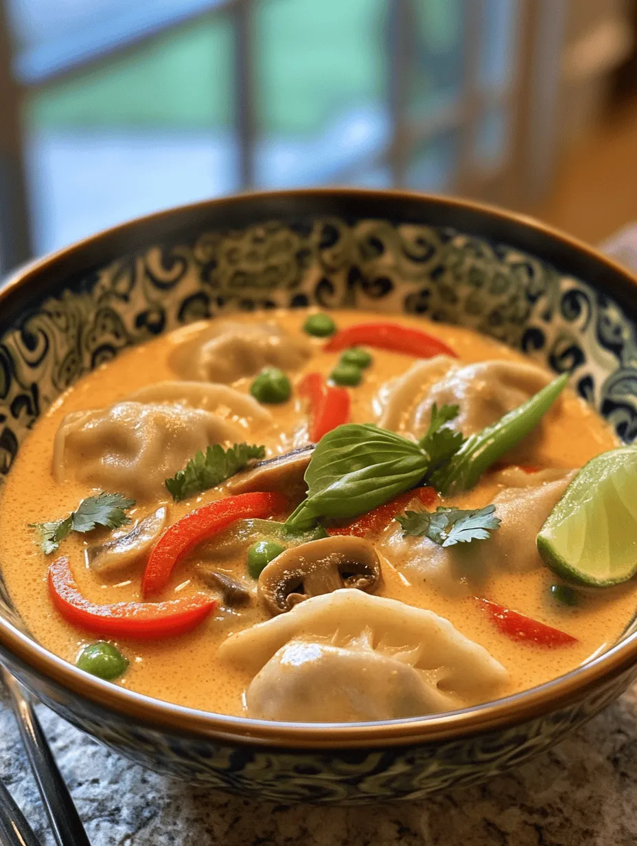 If you're seeking a dish that warms both the heart and the soul, look no further than this Thai Coconut Curry Dumpling Soup. Imagine a bowl of rich, coconut-infused broth filled with delicate dumplings and vibrant vegetables, which brings the exotic flavors of Thailand right to your kitchen. With every spoonful, this soup delivers aromatic spices, creamy richness, and a hint of freshness. It's the ideal dish for cozy family dinners or when you crave something comforting yet adventurous.