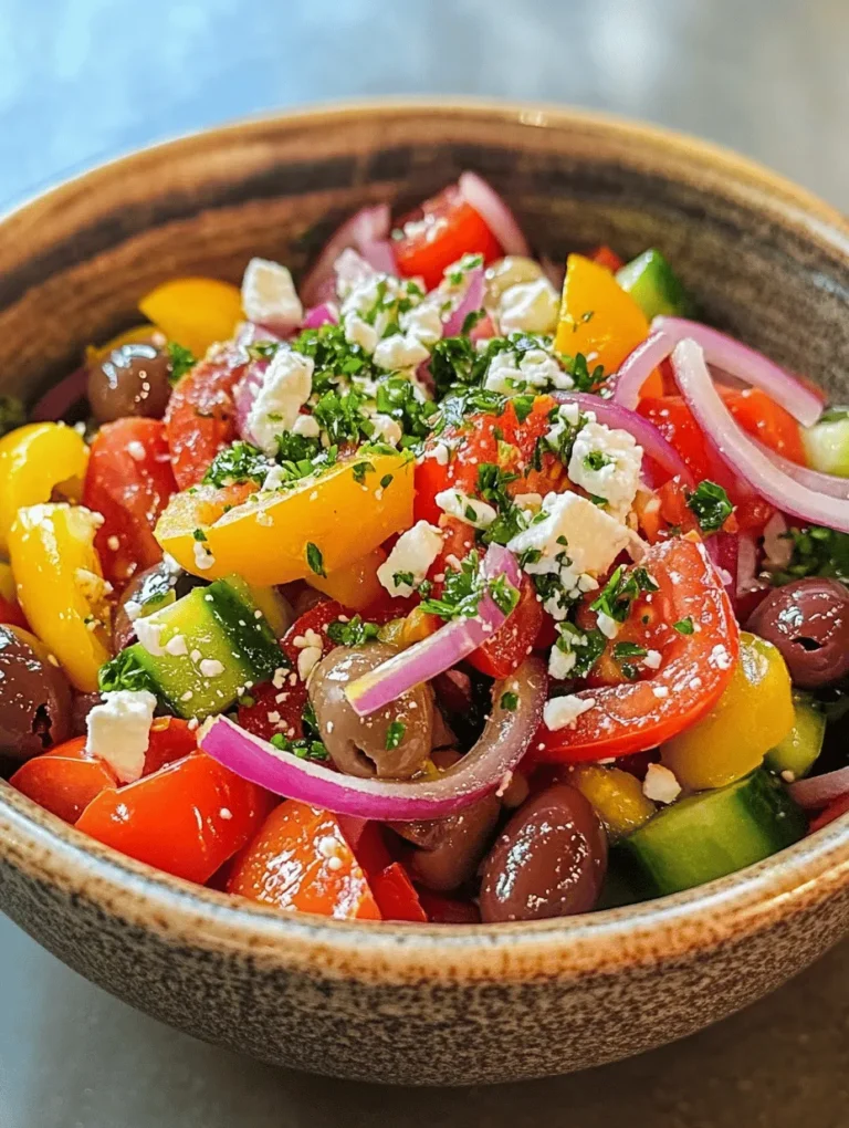 Picture a vibrant bowl of Classic Greek Salad graced with the colors of the Mediterranean! This dish is not only a feast for the eyes but also a perfect blend of fresh flavors and textures. Crisp cucumbers, juicy tomatoes, and creamy feta come together, drizzled with rich extra virgin olive oil and a splash of red wine vinegar. I remember enjoying this salad on a warm summer evening when the sun kissed the horizon, making it the perfect light meal to accompany a warm breeze. With its refreshing taste, this salad is quick to prepare and boasts a rich cultural heritage that makes it stand out in any culinary repertoire.