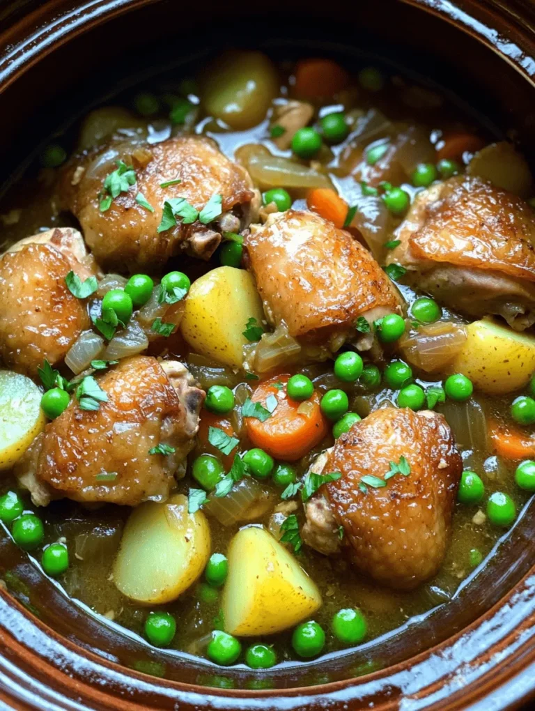 Imagine a cozy evening where the rich aroma of a hearty stew wafts through your kitchen, inviting you to gather around the table. Our Slow Cooker White Wine Chicken Stew is precisely what you need! This dish blends tender chicken thighs with a medley of vegetables, all simmered in a savory white wine broth. Perfect for a comforting family dinner or entertaining friends, it brings warmth and love into any home.