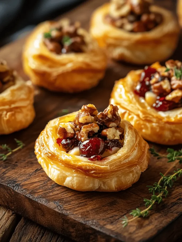 Imagine a warm, flaky pastry bursting with the creamy richness of Brie cheese, tangy cranberries, and the crunch of walnuts. These Cranberry Walnut Brie Puff Pastry Bites are the perfect appetizer that combines flavors and textures for an unforgettable bite. Whether you're hosting a holiday gathering or simply entertaining friends for a cozy night in, these delicious morsels are sure to impress. With a delightful honey drizzle and the option of garnishing with fresh thyme, they’re not just tasty—they're a feast for the eyes!