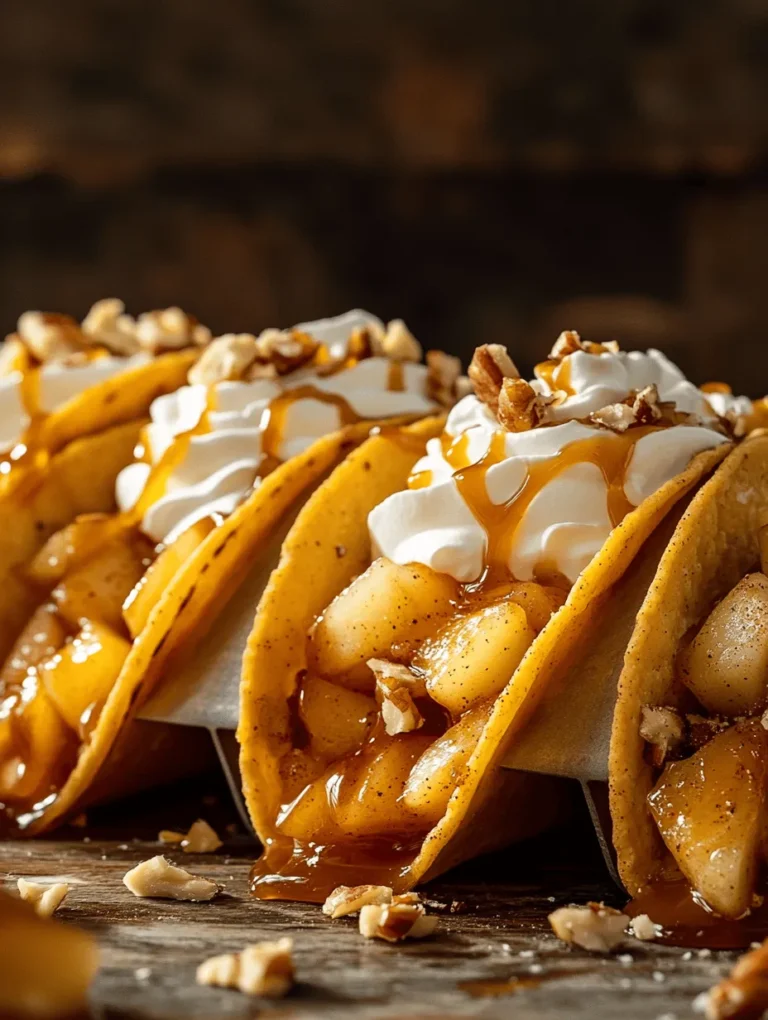 Picture this: a delightful blend of creamy cheesecake nestled in a warm, flaky taco shell, topped with tender sautéed apples and a drizzle of caramel sauce. The Irresistible Apple Cheesecake Tacos are the perfect dessert for every occasion! Combining the rich flavors of cheesecake with the crispness of apples in a taco shell creates a unique and sensational experience. Perfect for family gatherings or festive celebrations, these tacos are sure to impress everyone around the table!