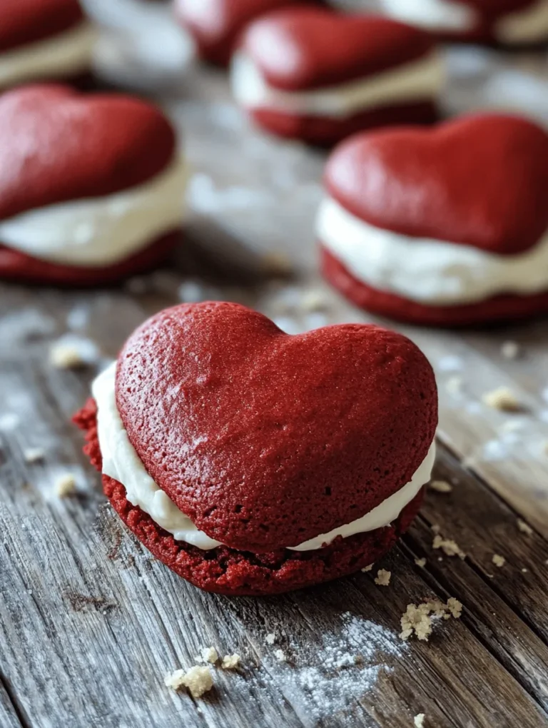 Celebrate love, joy, or simply a sweet tooth with these Heart-Shaped Red Velvet Whoopie Pies. These delectable treats are not only visually stunning but also rich in flavor with their moist red velvet cookies and luscious cream cheese filling. Perfect for Valentine’s Day, anniversaries, or just a delightful dessert after dinner, this recipe will capture hearts and taste buds alike!