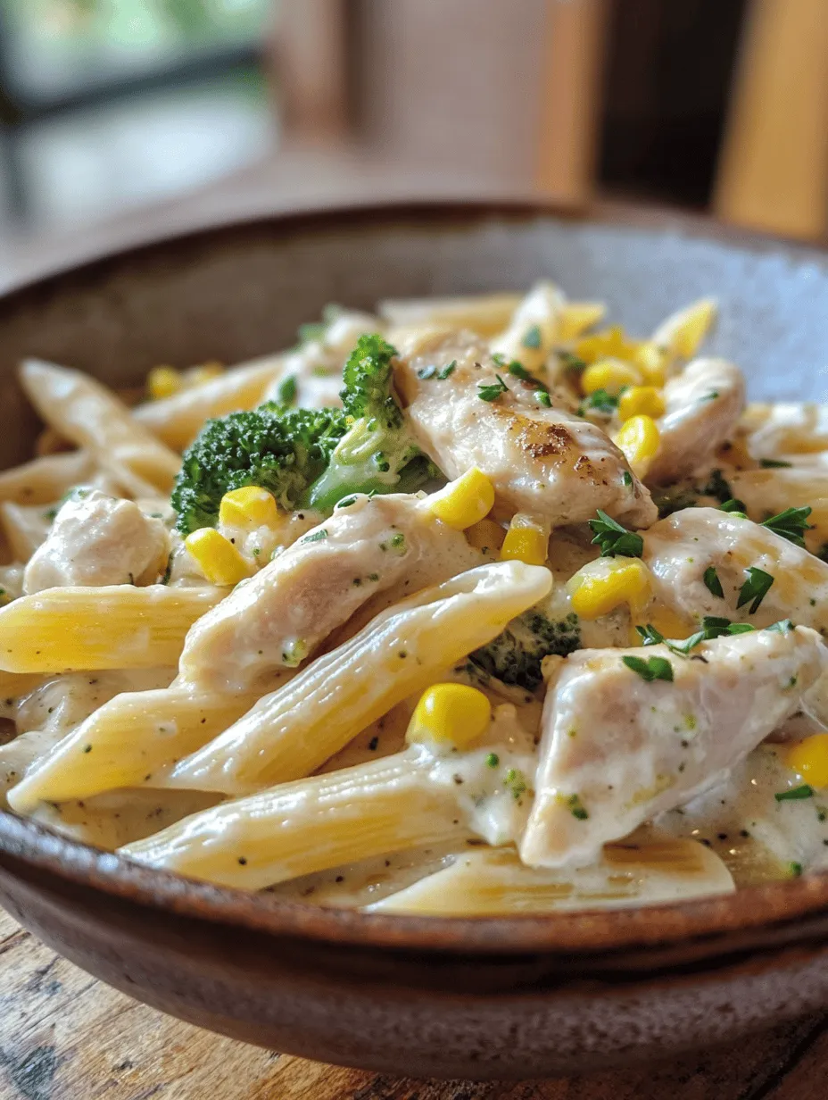 If you're searching for a deliciously creamy pasta dish that brings comfort and nutrition to the table, look no further than this Chicken, Broccoli & Sweetcorn Pasta! This dish is packed with tender chicken and vibrant vegetables, all enveloped in a rich and flavorful cream sauce. The combination of penne pasta, bright green broccoli, and sweetcorn creates a meal that’s not just satisfying but also visually appealing. Growing up, pasta was a go-to weeknight dinner in my family, and this recipe is sure to steal your hearts in the same way!