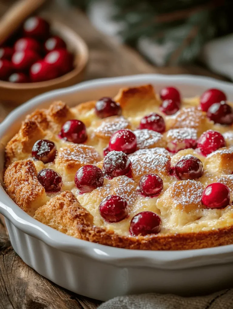 Imagine sinking your spoon into a warm, luscious serving of Orange Cranberry Bread Pudding. With a custardy texture complemented by the tartness of fresh cranberries and the zesty aroma of orange, this dessert is not just a feast for the taste buds but also a visual delight. Ideal for holiday gatherings or comforting family dinners, this recipe is not only easy to make but also delivers maximum flavor. Join me in creating this decadent dish that effortlessly transforms stale bread into a holiday treasure!